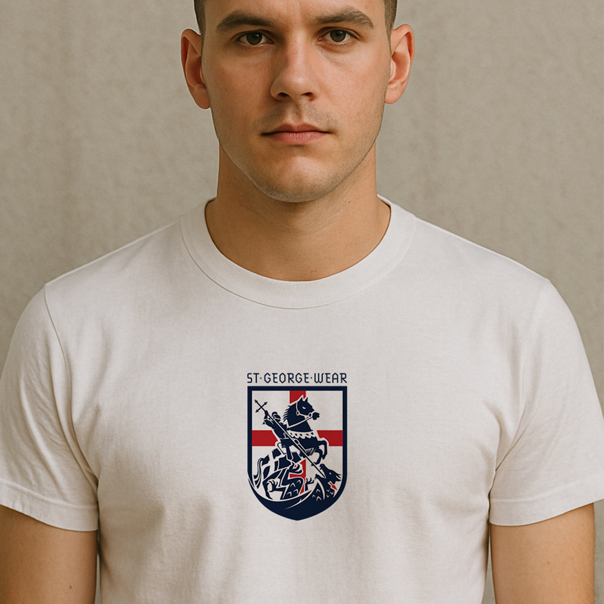 St George Wear Heavyweight Cotton T-Shirt man close up
