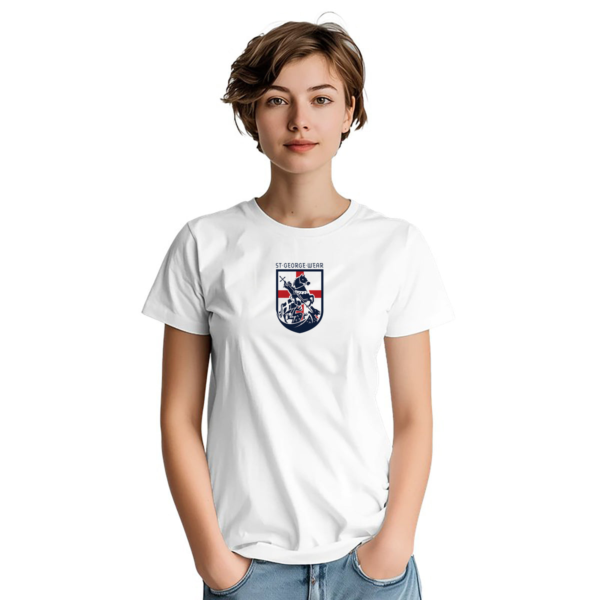 St George Wear Heavyweight Cotton T-Shirt woman close up